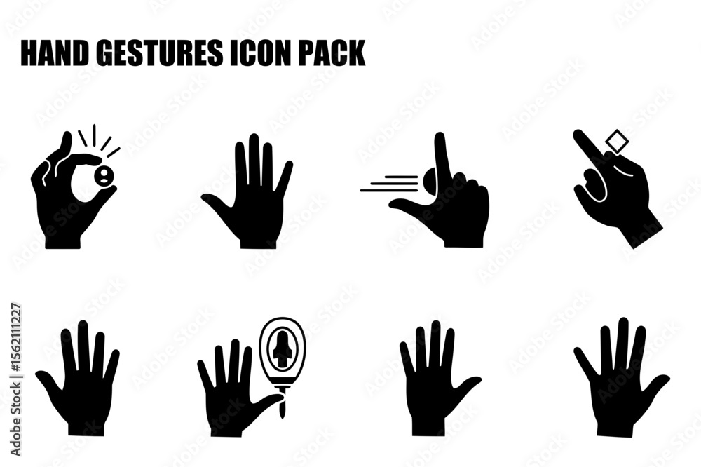 Aufkleber hand gestures icons set for digital use. various hand positions depicting different actions and uses