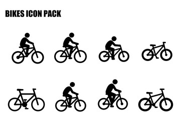 Obraz premium Bicycle icon set with various bicycle types and riders