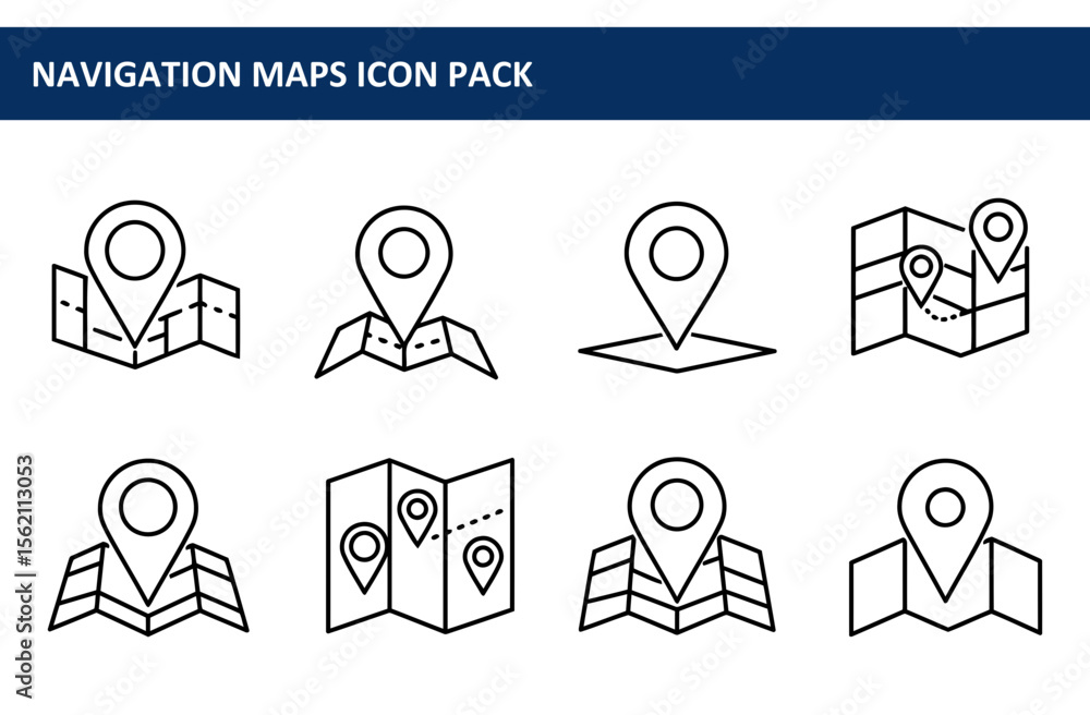 Aufkleber navigation maps icon pack displaying various map pin locations