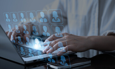 Businessman Selects Key Player Via Hologram