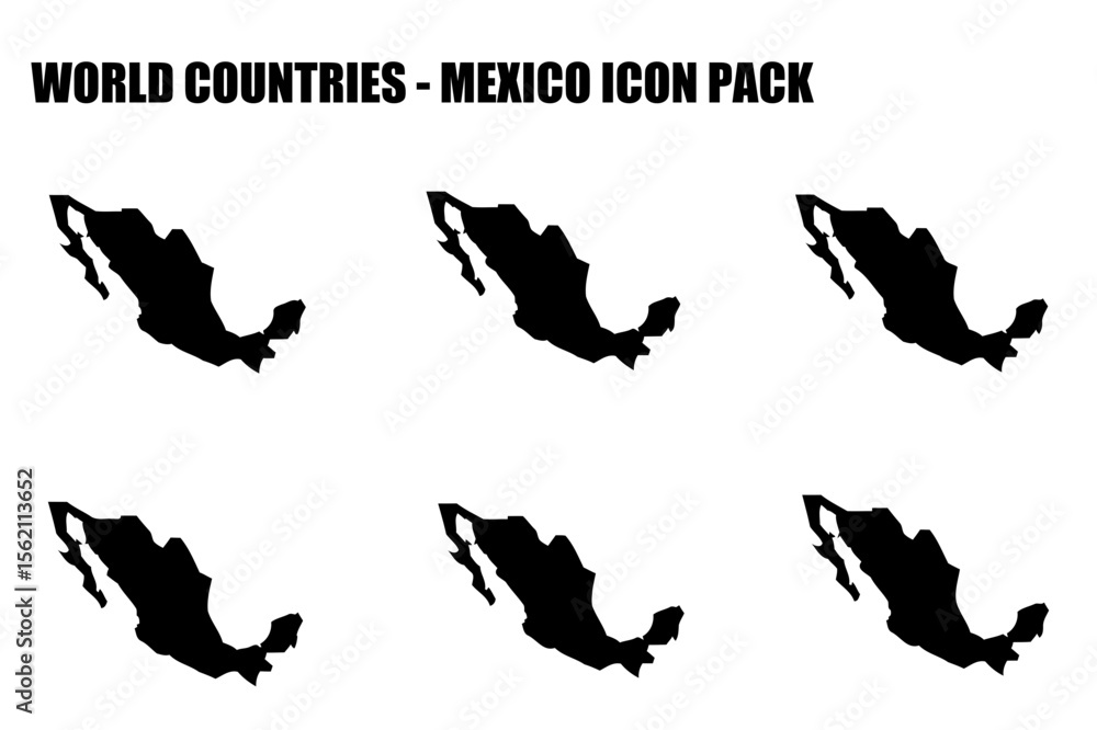 Poster mexico map silhouettes in a graphic design format. simple shapes displayed against a plain backgroun