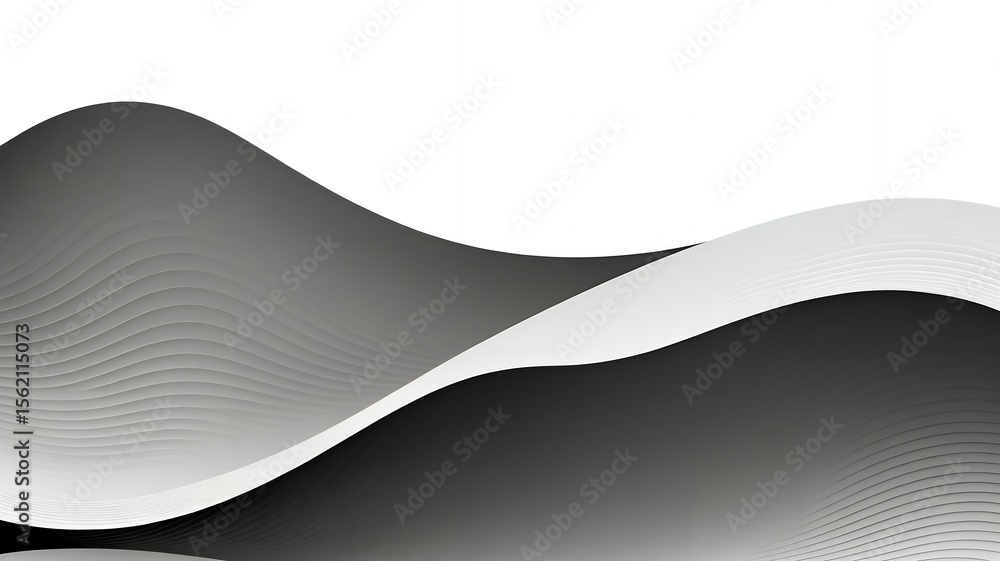 Poster gradient layers of flowing shapes with shades of grey