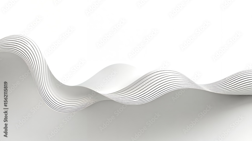 Poster abstract white wave with parallel lines in minimalistic style