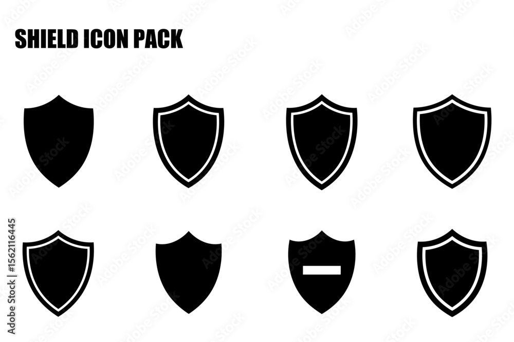 Aufkleber shield icons in various forms displayed against a plain background. simple, vector illustrations of 