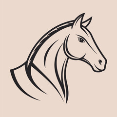 Elegant Horse Head Vector Illustration with Clean Lines and a Minimalist Design on a Pale Background