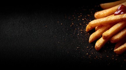 Delicious crispy fries fast food restaurant food photography dark setting close-up tempting snack