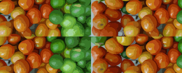 Colorful Tomato Pattern with Gradient Ripeness Effect Background
