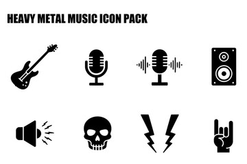 Heavy metal music icons displaying various instruments and symbols.
