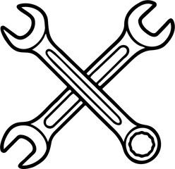 vector illustration of combination wrench and crossed wrenches, isolated on white
