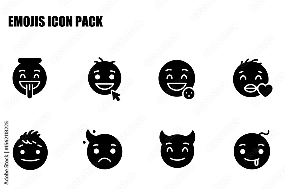Poster emoji icons depicting various emotions in a digital interface. collection of diverse facial expressi