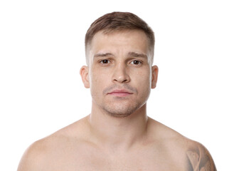 Obraz premium Handsome man after shaving on white background