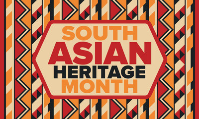 Naklejka premium South Asian Heritage Month. Celebrate the diverse cultures and histories of South Asia. Traditional pattern. Creative art poster. Vector illustration