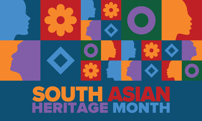 South Asian Heritage Month. Celebrate the diverse cultures and histories of South Asia. Traditional pattern. Creative art poster. Vector illustration