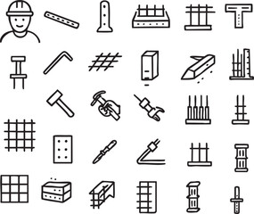 Obraz premium This comprehensive construction theme icon set features a variety of tools,
