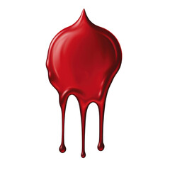 Dripping red blood drop isolated on transparent background