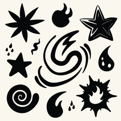 black and white star