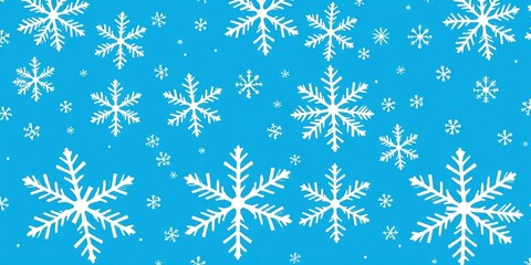 Delicate white snowflake pattern on a seamless blue background, ideal for winter festive designs,  holiday,   decor