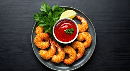 Homemade Fried Coconut Shrimp with Cocktail Sauce