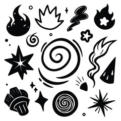 set of black and white icons