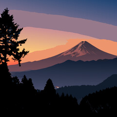 sunset in the mountains