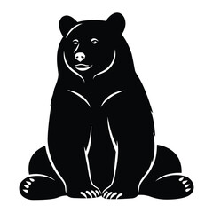 Black bear sitting silhouette, a strong and iconic image for wilderness, nature, wildlife, or outdoor adventure themed designs.