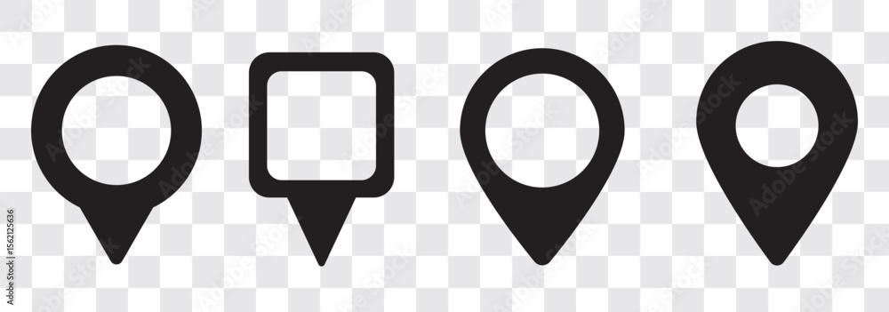 Poster location pin icon set. map navigation line style symbol. gps location sign