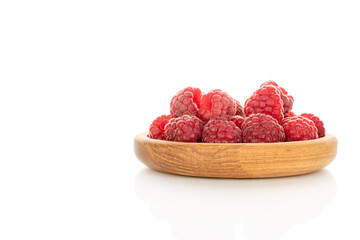 Fresh sweet raspberries isolated on white background, macro.