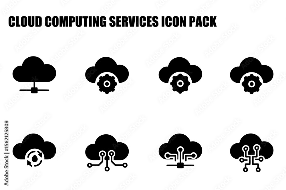 Poster cloud computing services icons in a flat design style. abstract, diverse cloud-based technology icon