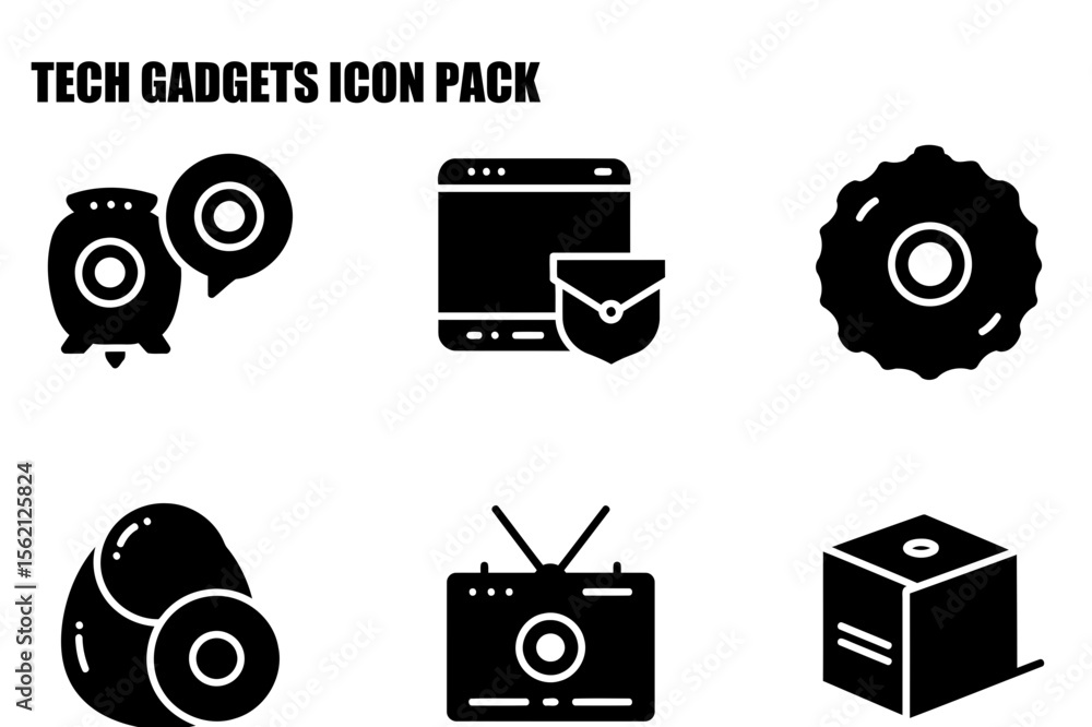 Poster tech gadgets icons in a modern style. displaying various electronic devices, in a flat design, with 