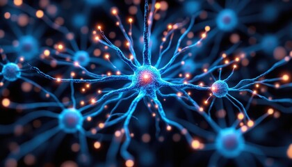 Neural activity visualization scientific research lab digital art abstract environment macro view neuroscience concept