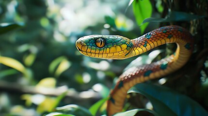 Obraz premium Colorful forest habitat for bright snake species high resolution picture