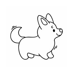 Cartoon a smiling corgi dog with large ears a curled tail animal canine