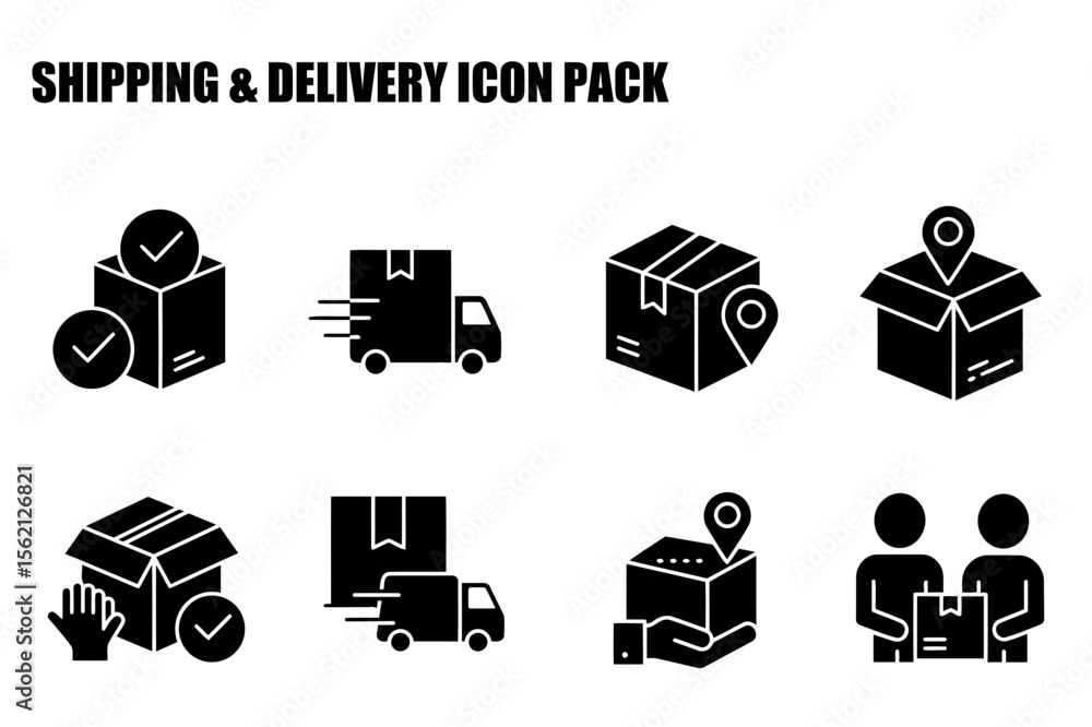 Aufkleber shipping and delivery icons in a simple, flat style. generic icons for a shipping and delivery conce