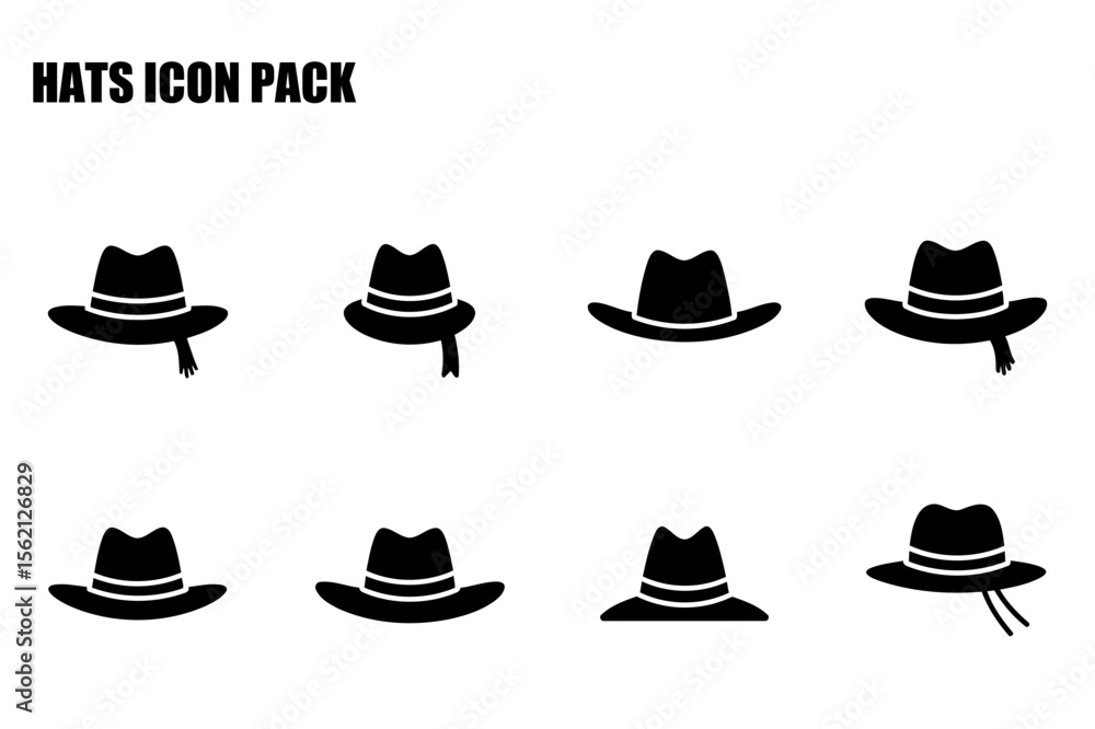 Poster hats icon pack. various styles and types. flat design. generic icons for different purposes. general