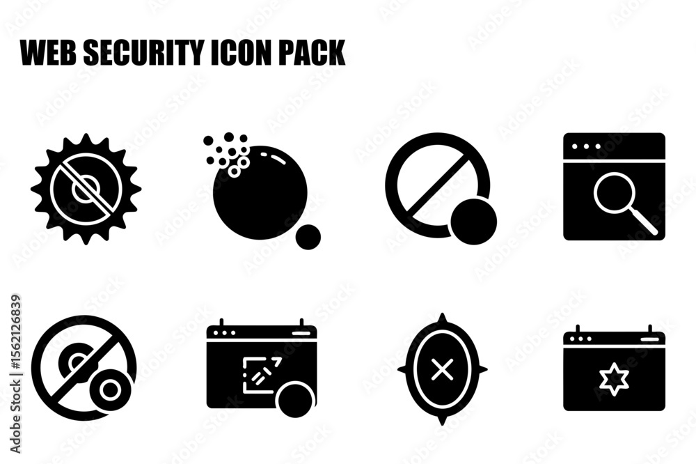Aufkleber web security icon pack. flat design of icons for website protection.