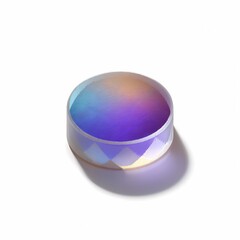 Colorful circular holographic object casting a unique shadow on a light surface
