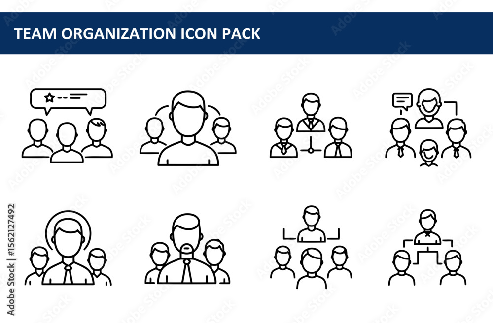 Poster team organization icons in various configurations with no background