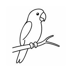 Outline a parrot bird perched on a branch against a vector