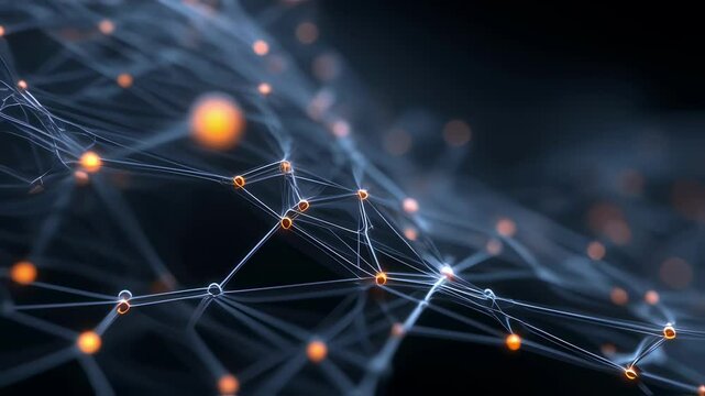 Complex network of connections and data flow transmitting through digital brain representing machine learning, artificial intelligence and big data analysis - Powered by Adobe