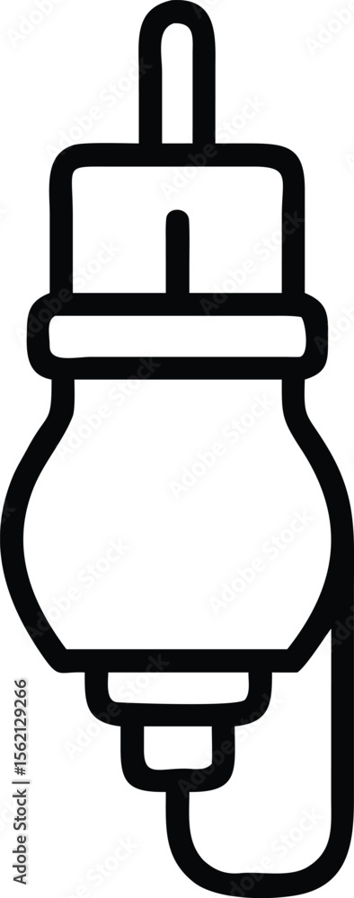 Poster rca connector icon in simple flat style for technology design