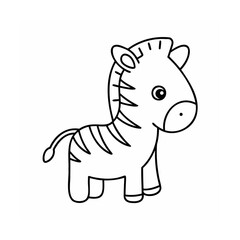Cartoon zebra with outlines on a for children's educational use animal coloring