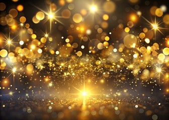 Elegant Glowing Particles Golden Bokeh Effect Dark Background