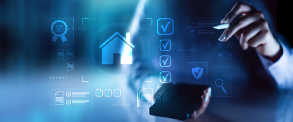 Digital Property Certification and Real Estate Approval Workflow Interface on Touchscreen.