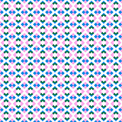 Seamless geometric pattern with diamond shapes in pink, blue, and green. Perfect for fabric, wallpaper, digital paper, gift wrap, and textile design. Cute, modern, and colorful background.