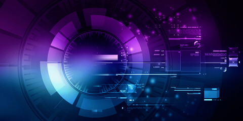 2d illustration Abstract futuristic electronic circuit technology background
