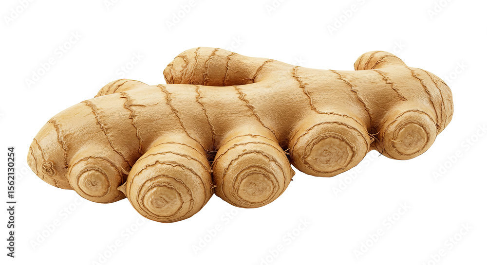 Poster fresh ginger root with textured skin and multiple segments on a black background