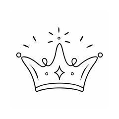 A crown with a diamond radiating lines on outline drawing