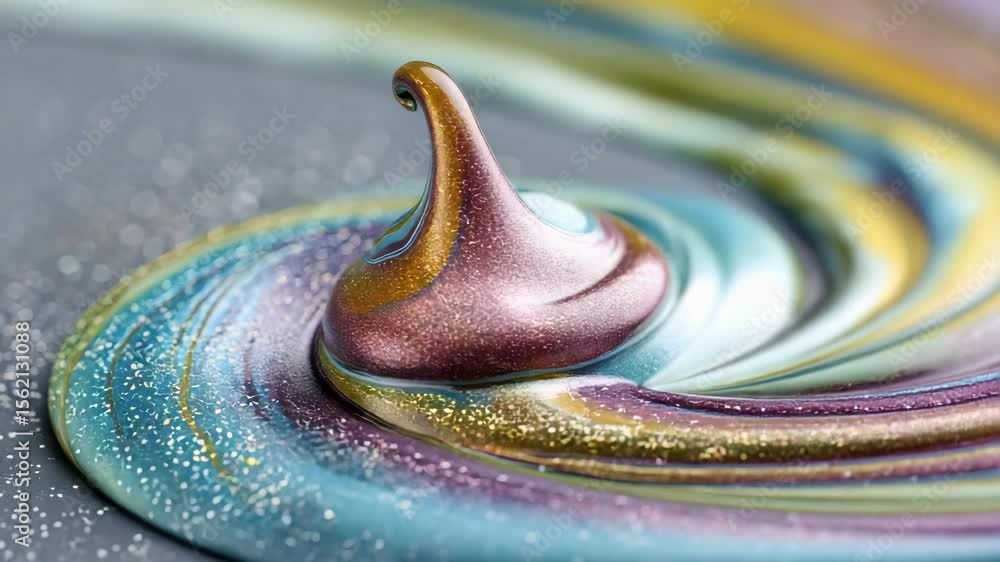 Poster sparkling close-up synthetic colorful swirling pattern with vibrant shades and glittering effect