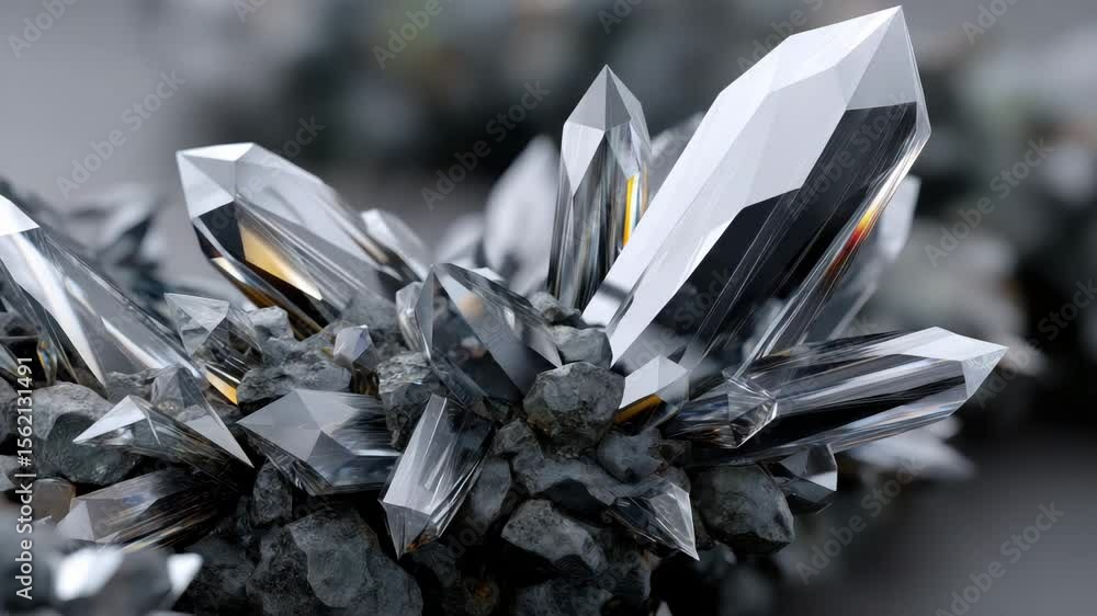 Poster sparkling close-up synthetic shimmering crystal cluster with sharp edges and intricate details
