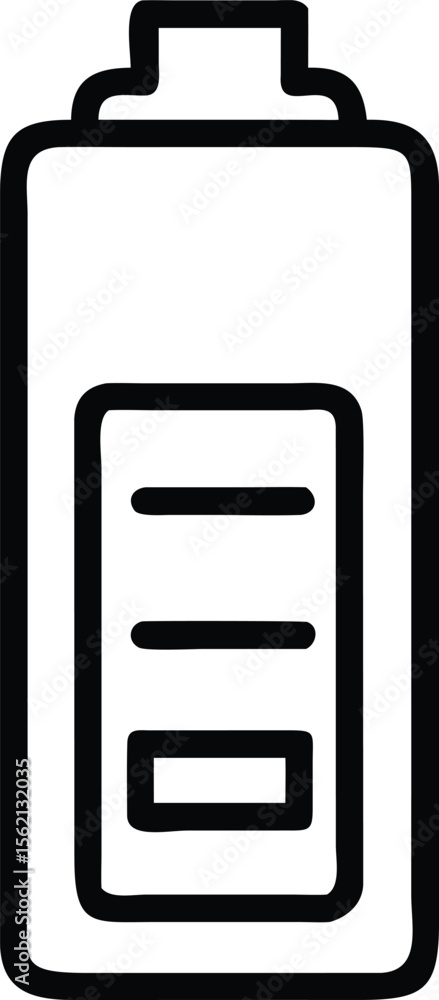 Poster simple battery charge level indicator icon in bold line art style